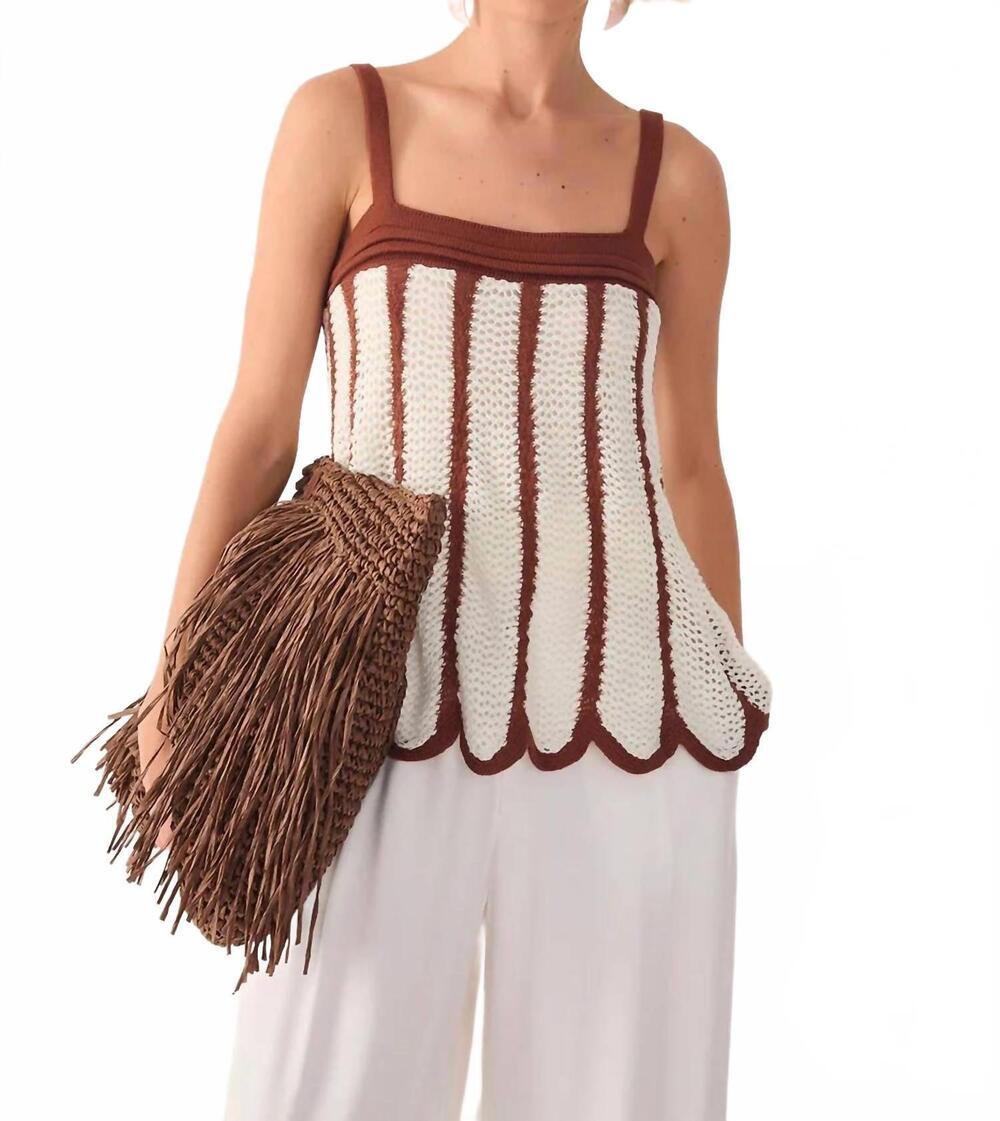 NEW DRESS TO bicolor knitted top in cream/brown